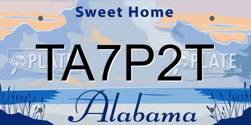 TA7P2T Alabama License Plate