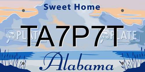 TA7P7T Alabama License Plate