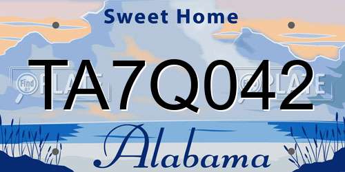 TA7Q042 Alabama License Plate
