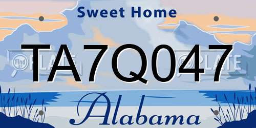 TA7Q047 Alabama License Plate