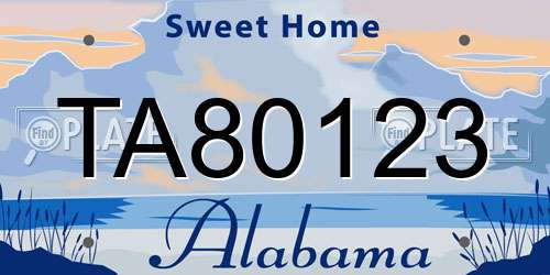 TA80123 Alabama License Plate