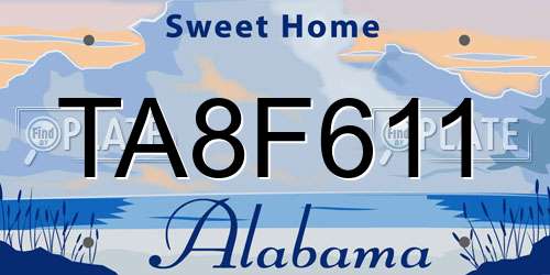 TA8F611 Alabama License Plate