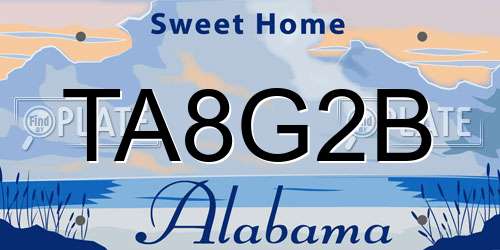 TA8G2B Alabama License Plate