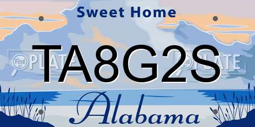 TA8G2S Alabama License Plate