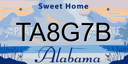 TA8G7B Alabama License Plate