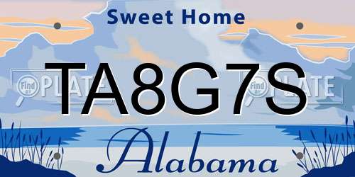 TA8G7S Alabama License Plate