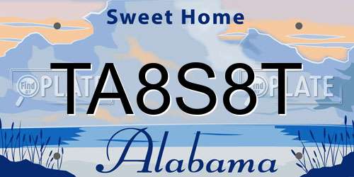 TA8S8T Alabama License Plate