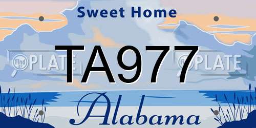TA977 Alabama License Plate