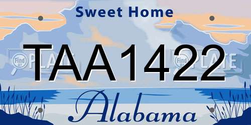 TAA1422 Alabama License Plate