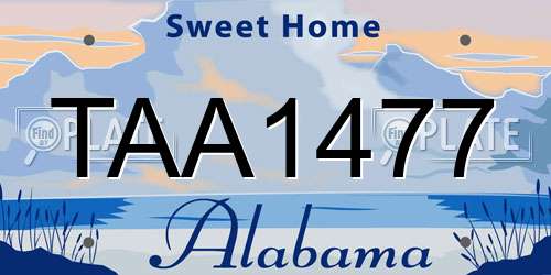 TAA1477 Alabama License Plate