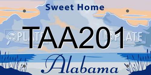 TAA201 Alabama License Plate