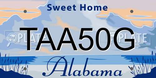 TAA50G Alabama License Plate