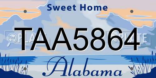 TAA5864 Alabama License Plate
