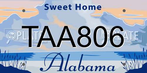 TAA806 Alabama License Plate