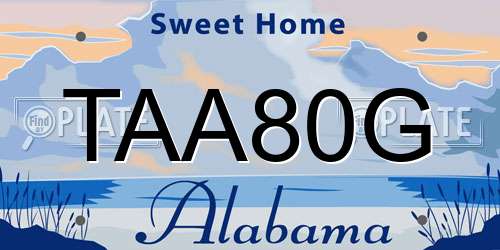 TAA80G Alabama License Plate