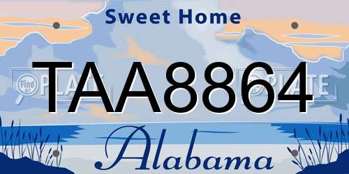TAA8864 Alabama License Plate