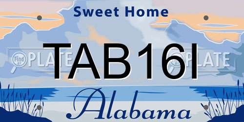 TAB16I Alabama License Plate