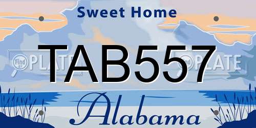 TAB557 Alabama License Plate