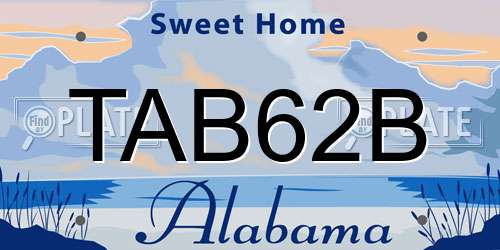 TAB62B Alabama License Plate
