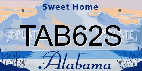 TAB62S Alabama License Plate