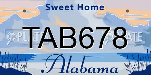 TAB678 Alabama License Plate