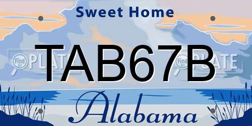 TAB67B Alabama License Plate
