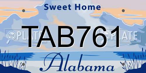 TAB761 Alabama License Plate