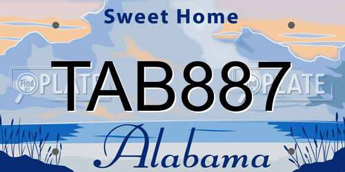 TAB887 Alabama License Plate