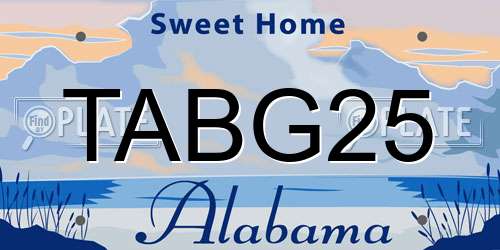 TABG25 Alabama License Plate