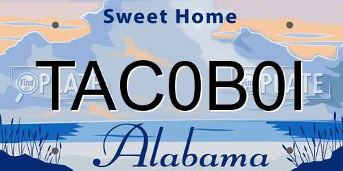 TAC0B0I Alabama License Plate