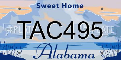 TAC495 Alabama License Plate