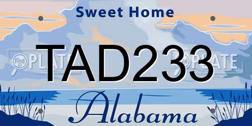 TAD233 Alabama License Plate