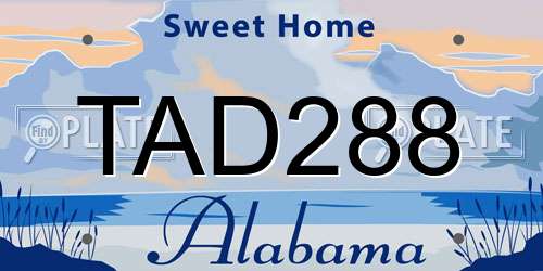 TAD288 Alabama License Plate