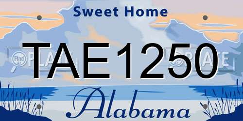 TAE1250 Alabama License Plate