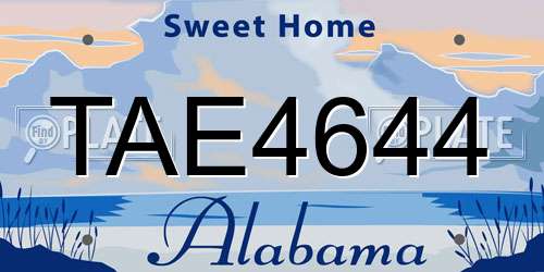 TAE4644 Alabama License Plate