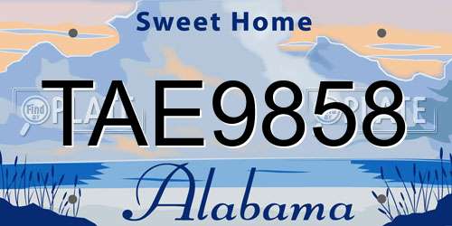 TAE9858 Alabama License Plate