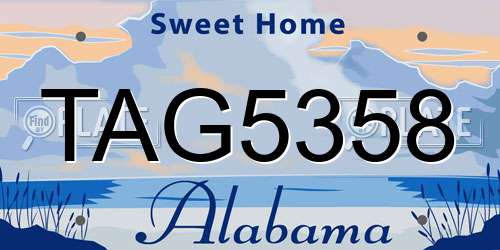 TAG5358 Alabama License Plate
