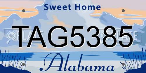 TAG5385 Alabama License Plate