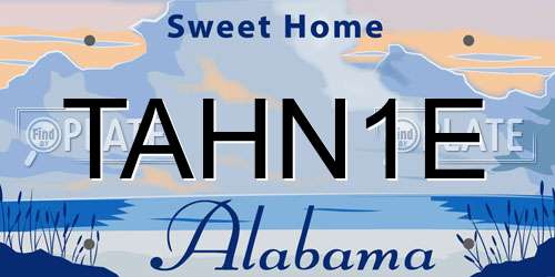 TAHN1E Alabama License Plate