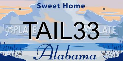 TAIL33 Alabama License Plate