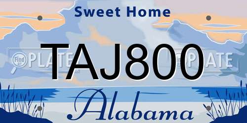 TAJ800 Alabama License Plate
