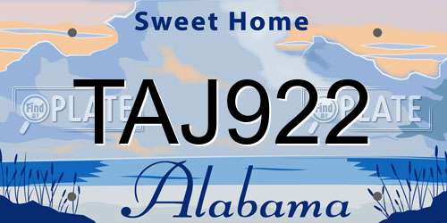 TAJ922 Alabama License Plate