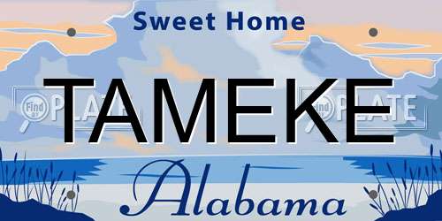 TAMEKE Alabama License Plate