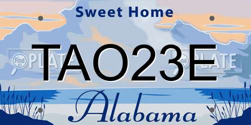 TAO23E Alabama License Plate