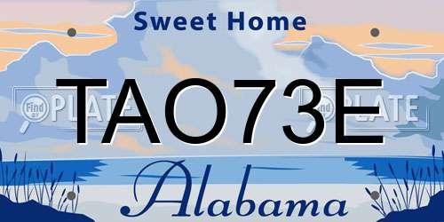 TAO73E Alabama License Plate