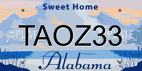 TAOZ33 Alabama License Plate