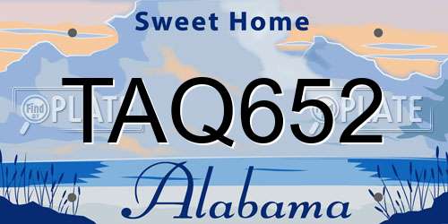 TAQ652 Alabama License Plate