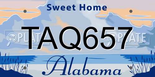TAQ657 Alabama License Plate