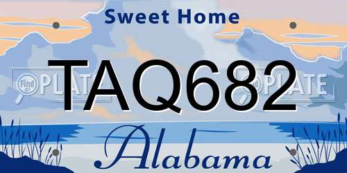 TAQ682 Alabama License Plate