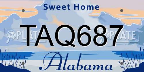 TAQ687 Alabama License Plate